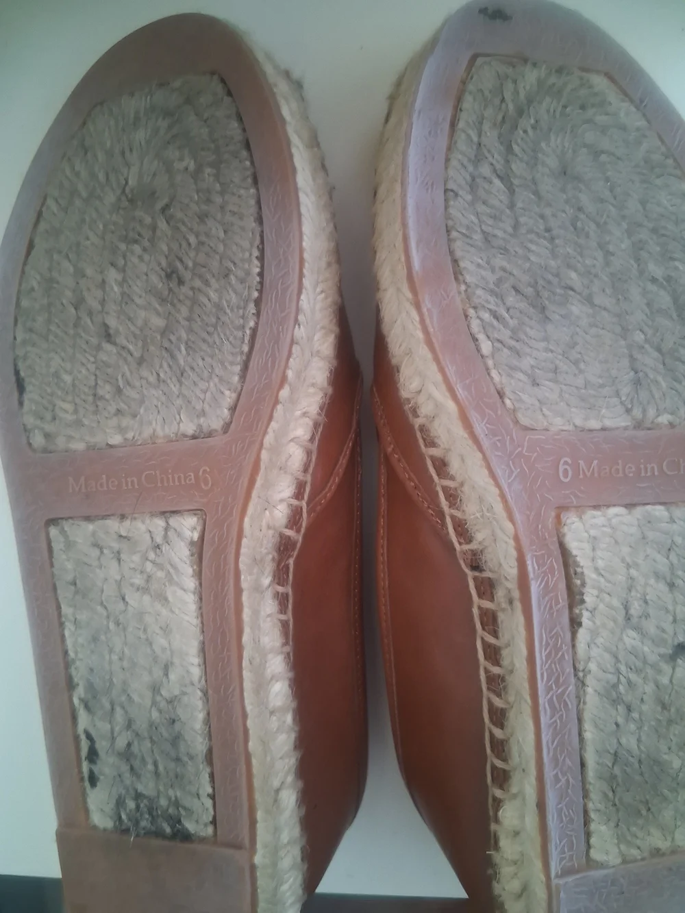 Ralph Lauren Tan Leather Espadrille Slip-Ons with Embossed Logo